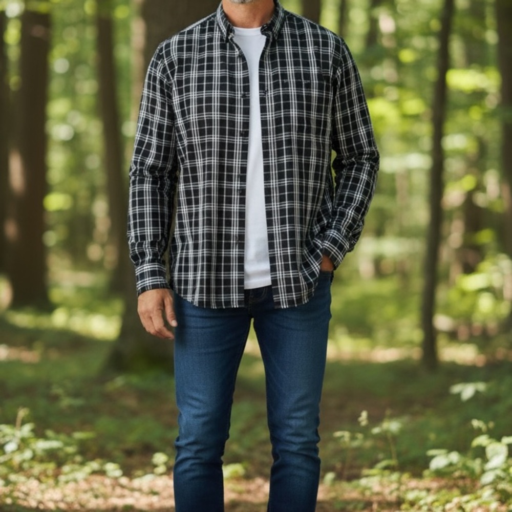 Columbia Outdoors Black Yellow Button Down Shirt